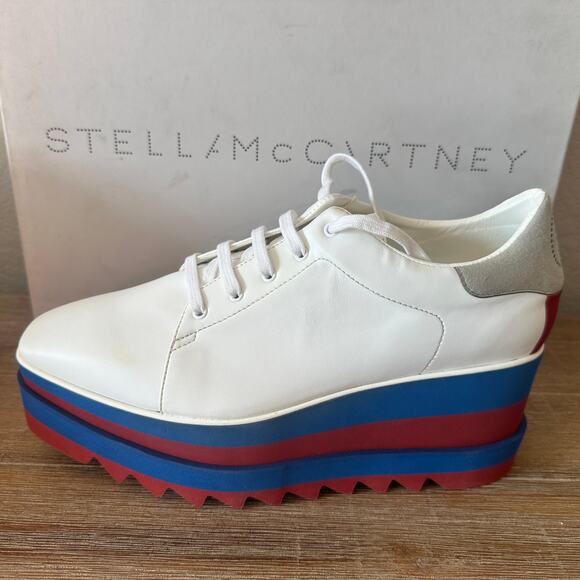 Stella McCartney Sneak Elyse Platforms, Red White and Blue, size 40.5 US10.5 NIB - Picture 6 of 15